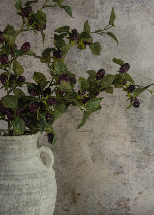 Artificial Berries Mulberry Stem in Dark Purple - 28"