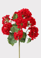 Outdoor Fake Flowers | Water Resistant Outdoor Red Geranium Bush - 18"