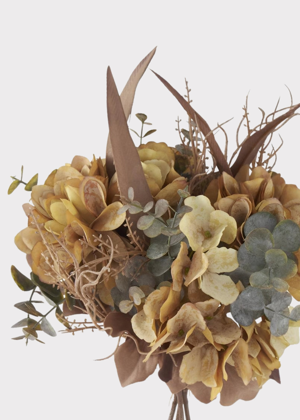 Artificial Dried Look Hydrangea Flower Bundle in Fall Hues - 14"