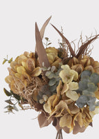 Artificial Dried Look Hydrangea Flower Bundle in Fall Hues - 14"