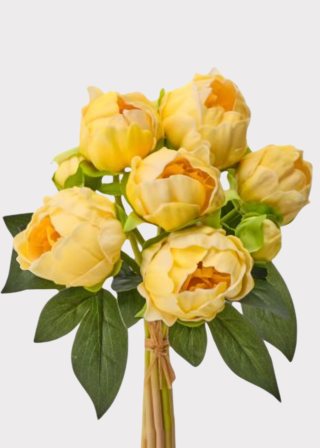 Butter Yellow Peony Real Touch Flower Bundle of 8 - 11"