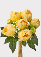 Butter Yellow Peony Real Touch Flower Bundle of 8 - 11"