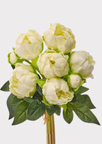 Cream Peony Real Touch Flower Bundle of 8 - 11"