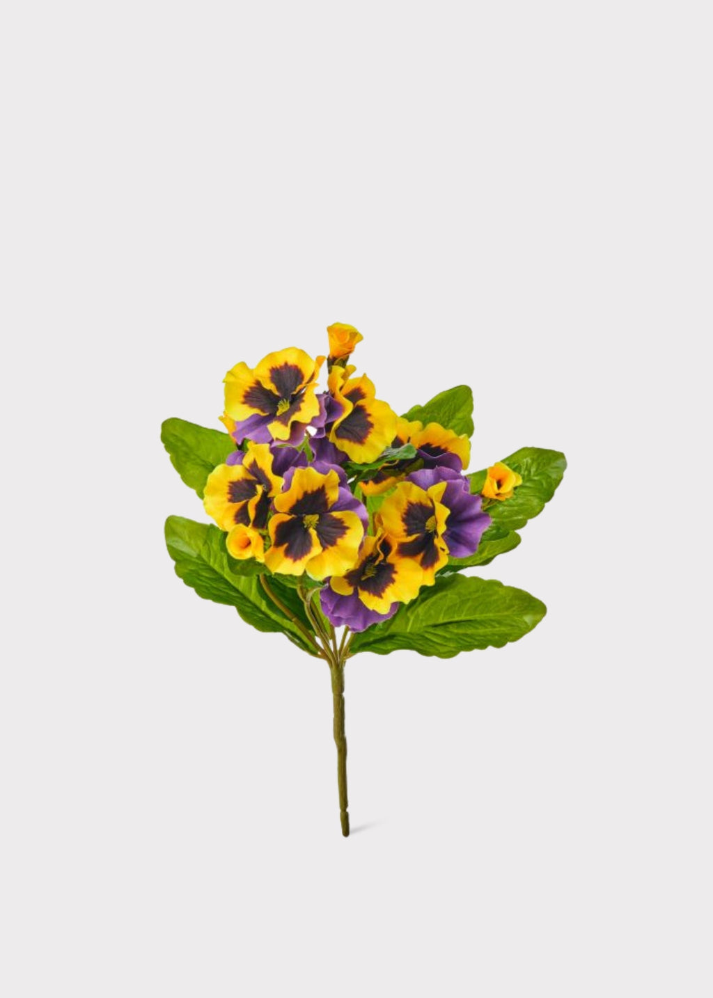 UV Treated Fake Indoor/Outdoor Flowers Yellow Pansy Bush - 10.5"