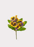 UV Treated Fake Indoor/Outdoor Flowers Yellow Pansy Bush - 10.5"