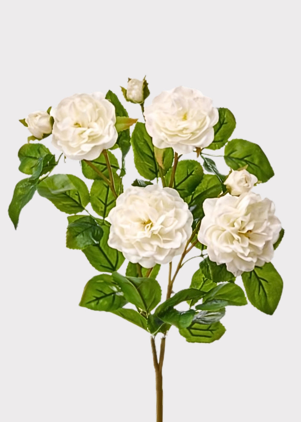 UV Treated Indoor/Outdoor Flowers White Real Touch Rose Bush - 17"