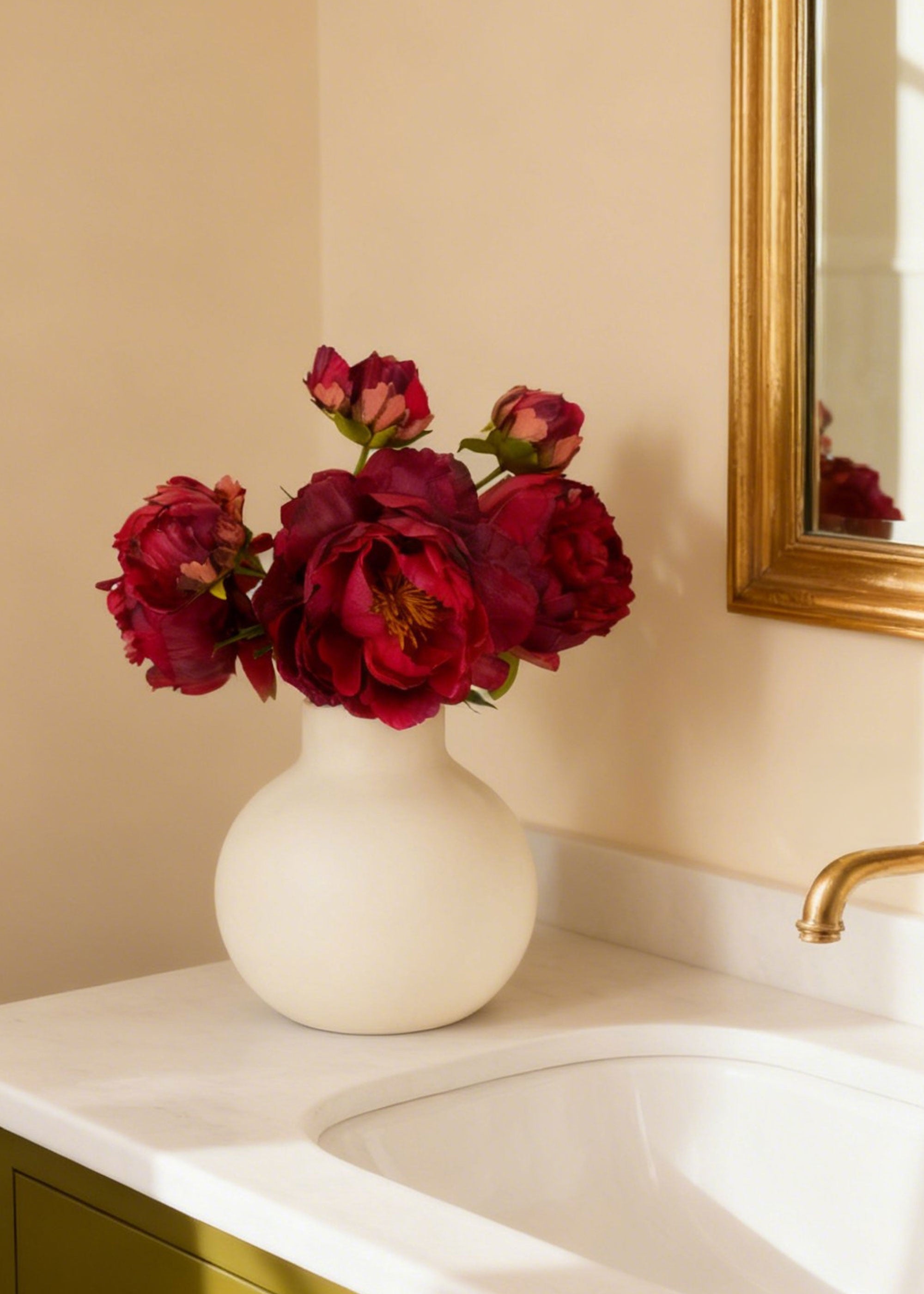 Fuchsia Peony Bouquet of Faux Flowers 21"