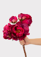 Fuchsia Peony Bouquet of Faux Flowers 21"