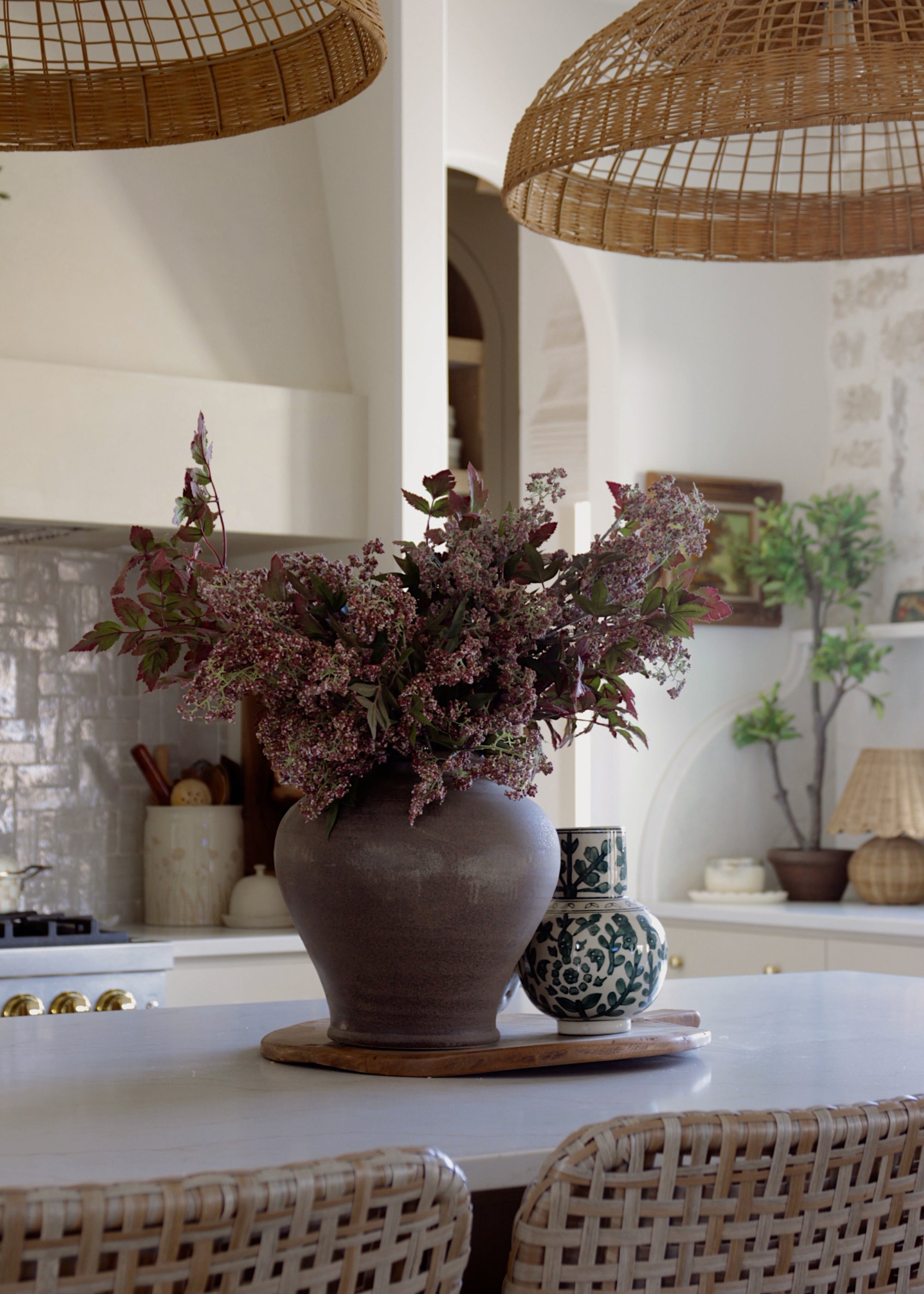 Dusty Mauve Fake Wild Plum Berry Branch - 43"