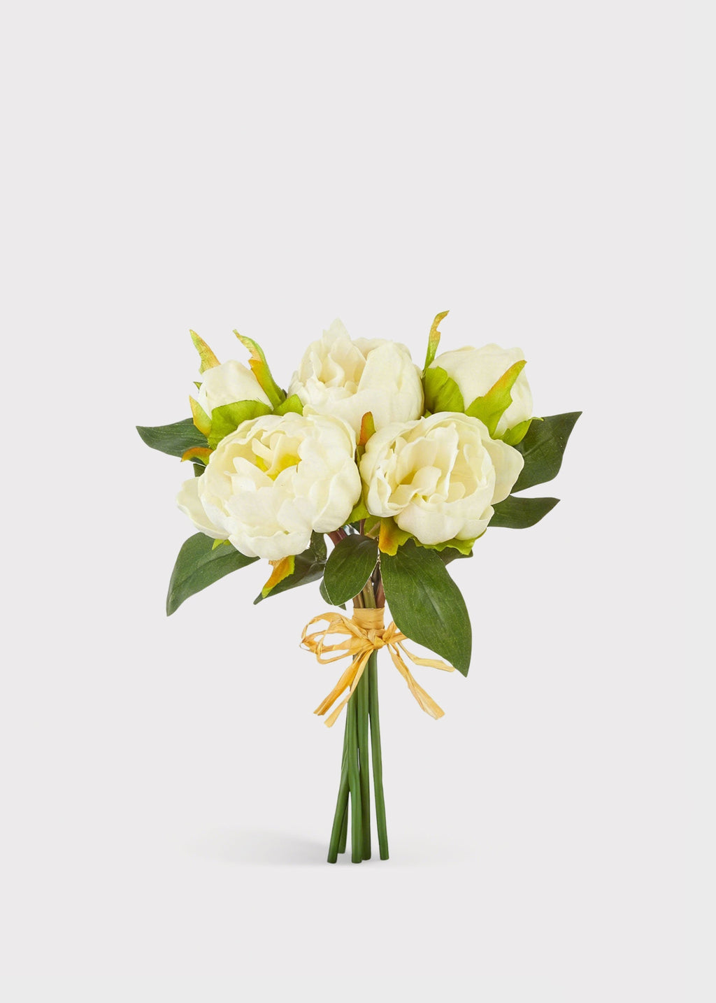 Cream White Real Touch Peony Fake Flower Bundle - 10.5"