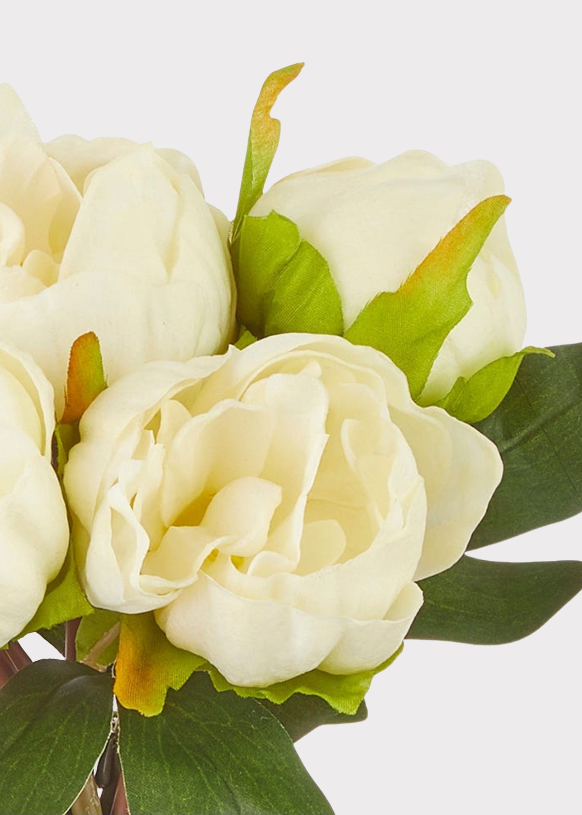 Cream White Real Touch Peony Fake Flower Bundle - 10.5"