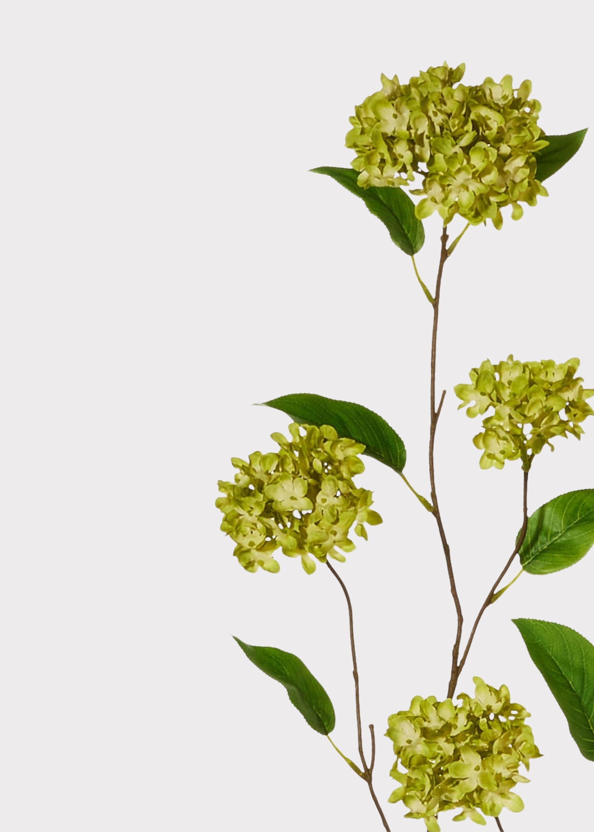 Tall Green Fake Snowball Hydrangea Branch - 45"