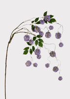 Purple Mini Fake Hydrangea Hanging Flower Branch - 52.5"