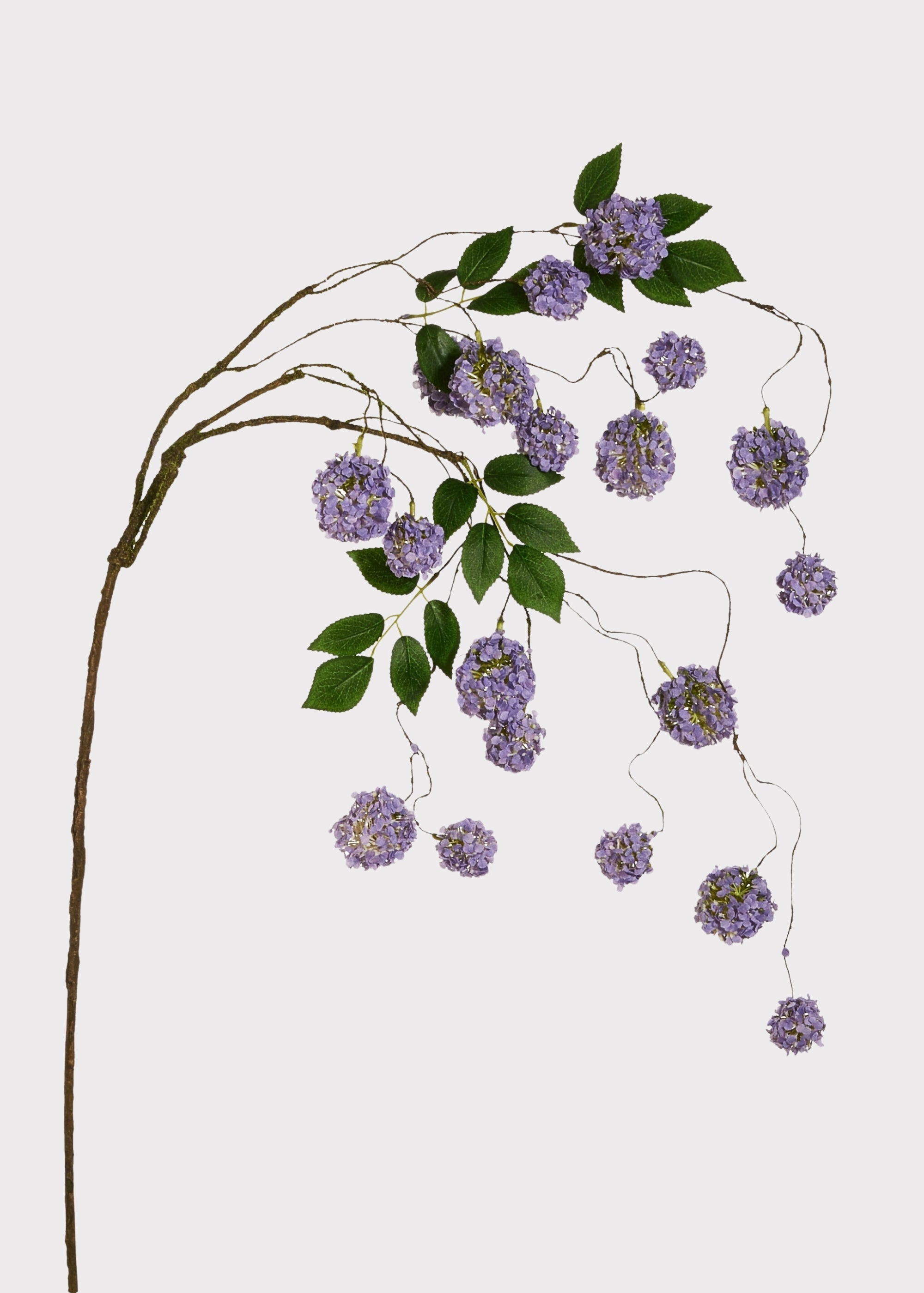 Purple Mini Fake Hydrangea Hanging Flower Branch - 52.5"