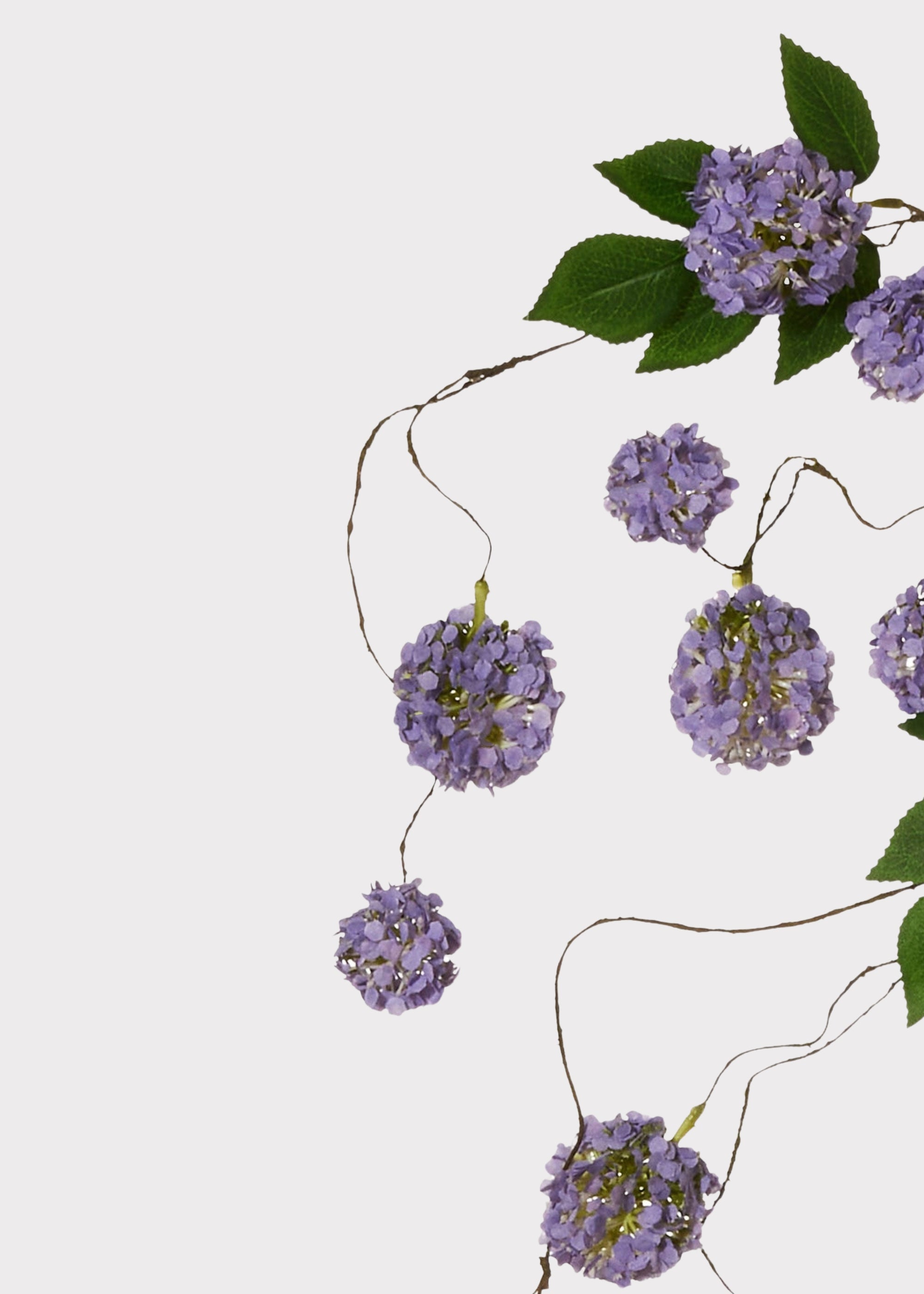 Purple Mini Fake Hydrangea Hanging Flower Branch - 52.5"