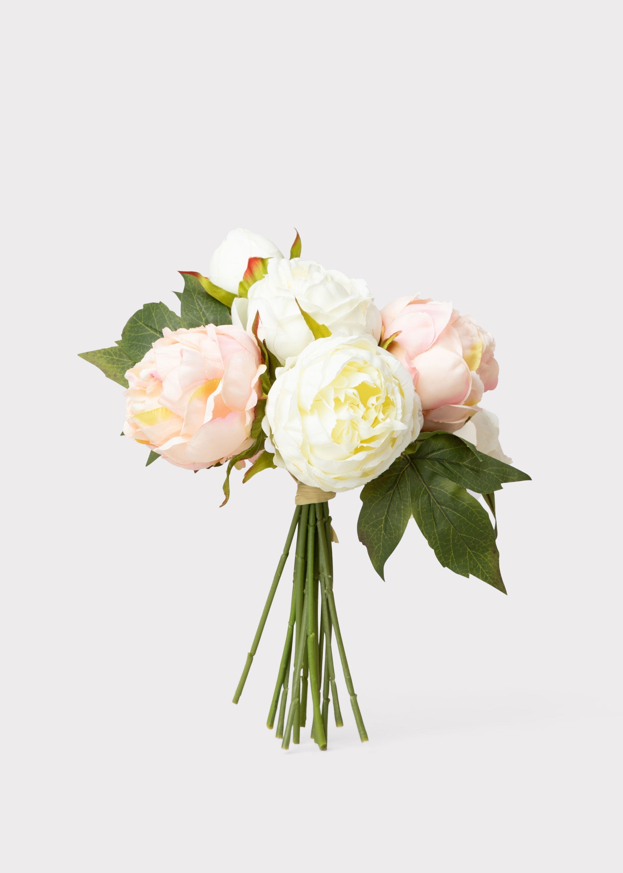 Blush Pink Artificial Peony Flower Bundle - 13"