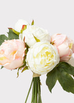 Blush Pink Artificial Peony Flower Bundle - 13"