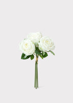 Artificial Flower Bundle of White Natural Touch Roses - 11.5"