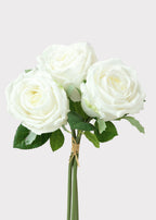 Artificial Flower Bundle of White Natural Touch Roses - 11.5"
