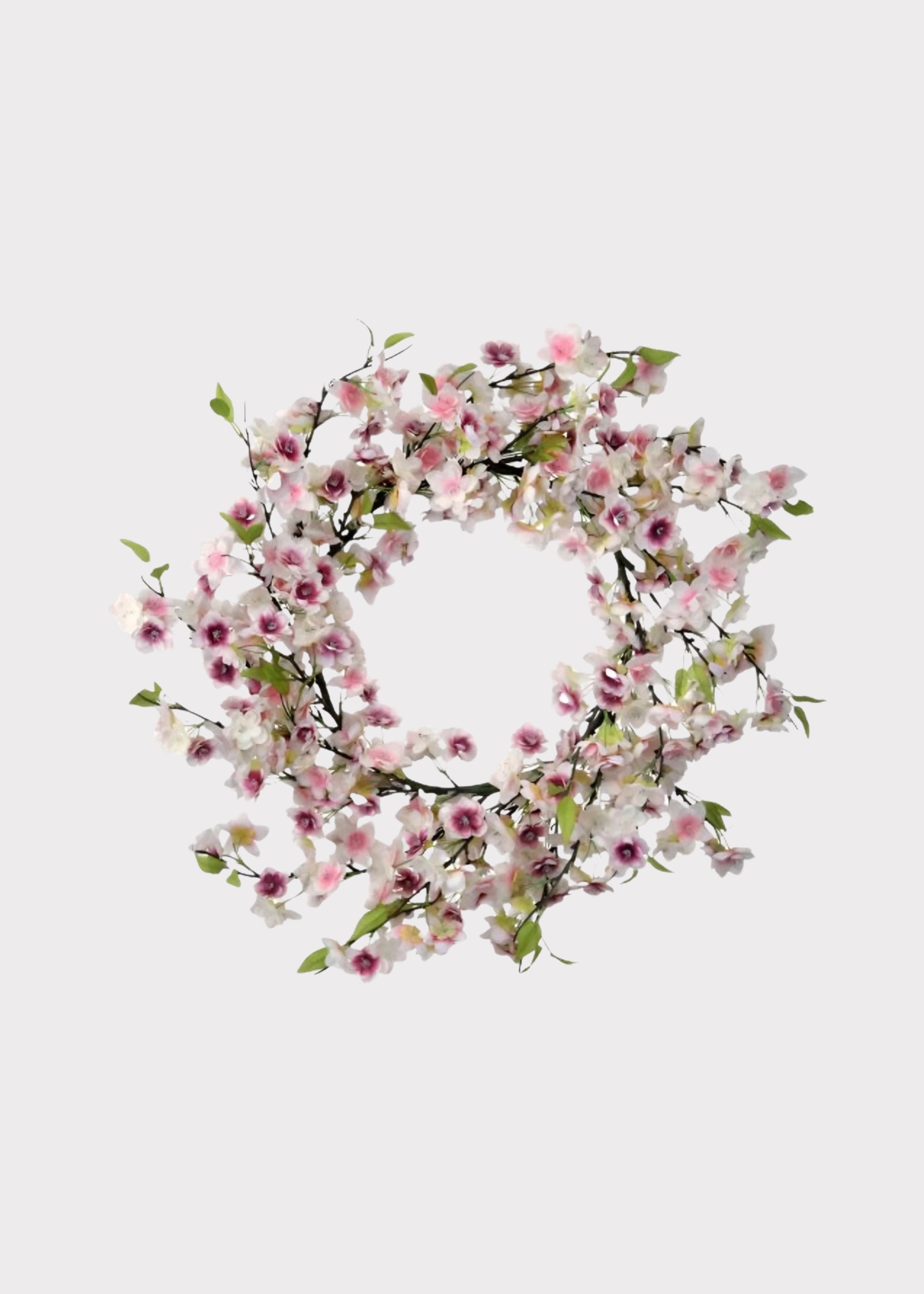 Cherry Blossom Artificial Flower Wreath in Blush Pink - 20"