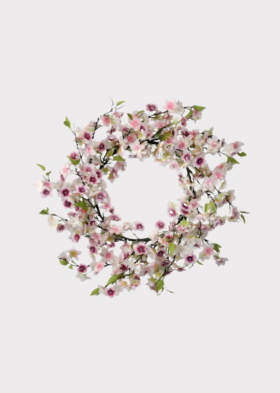 Cherry Blossom Artificial Flower Wreath in Blush Pink - 20"