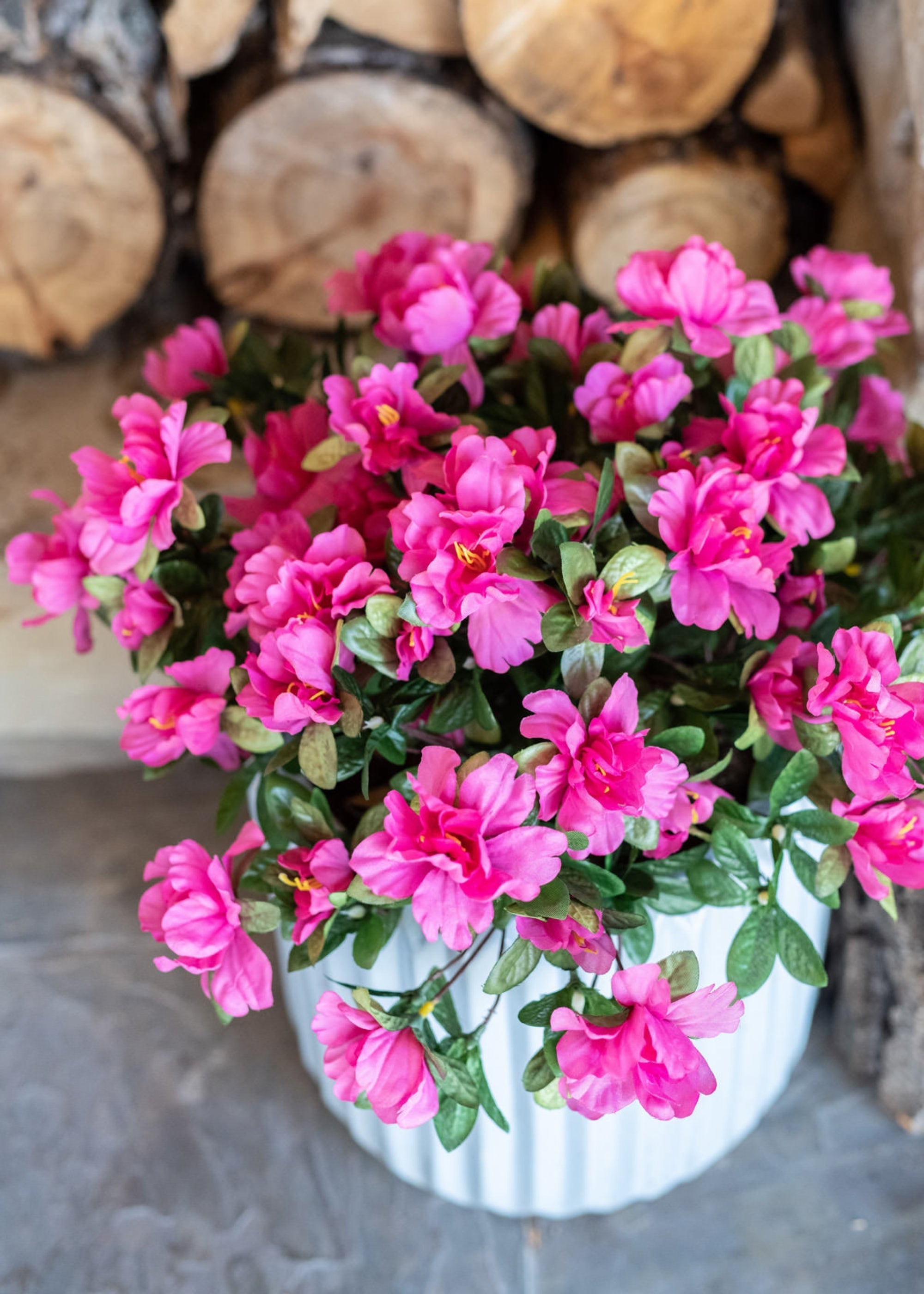 UV Treated Indoor/Outdoor Fake Azalea Hanging Bush - 24"