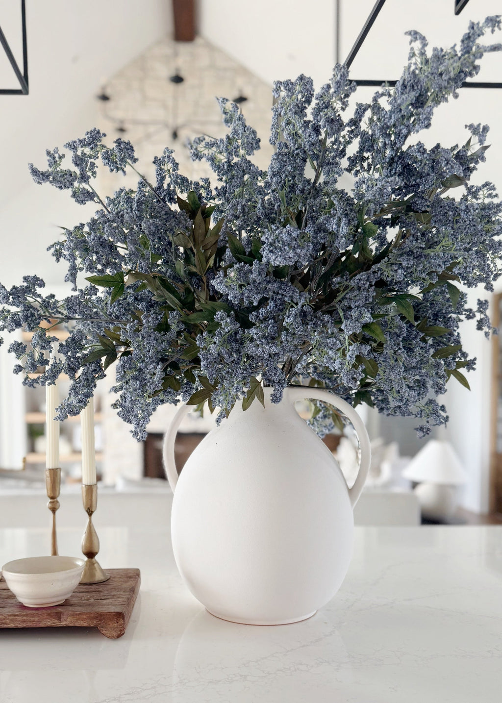 Artificial Wild Plum Berry Branch in Blue - 43"
