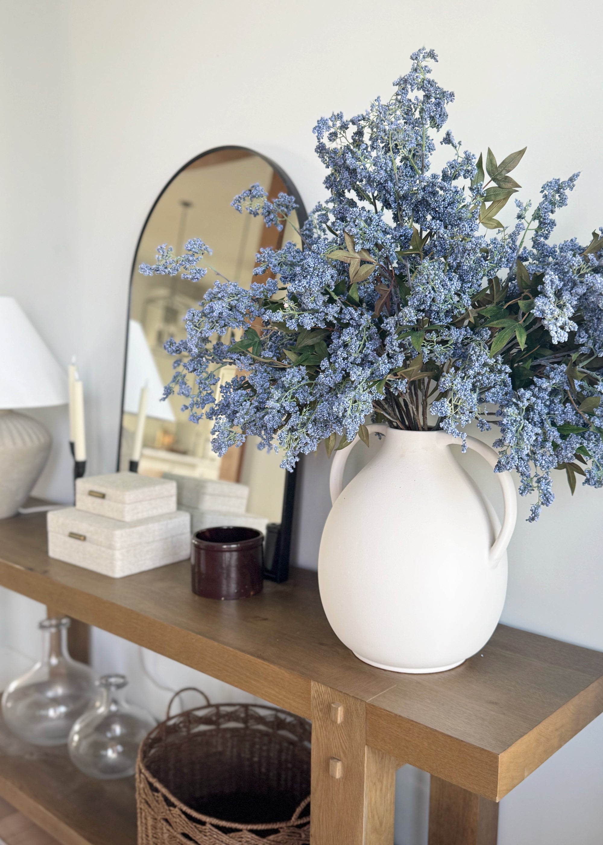 Artificial Wild Plum Berry Branch in Blue - 43"