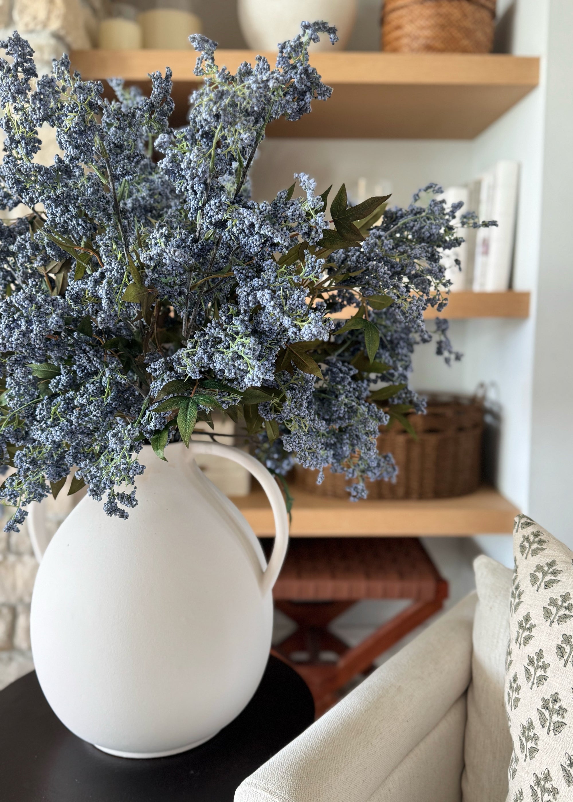 Artificial Wild Plum Berry Branch in Blue - 43"