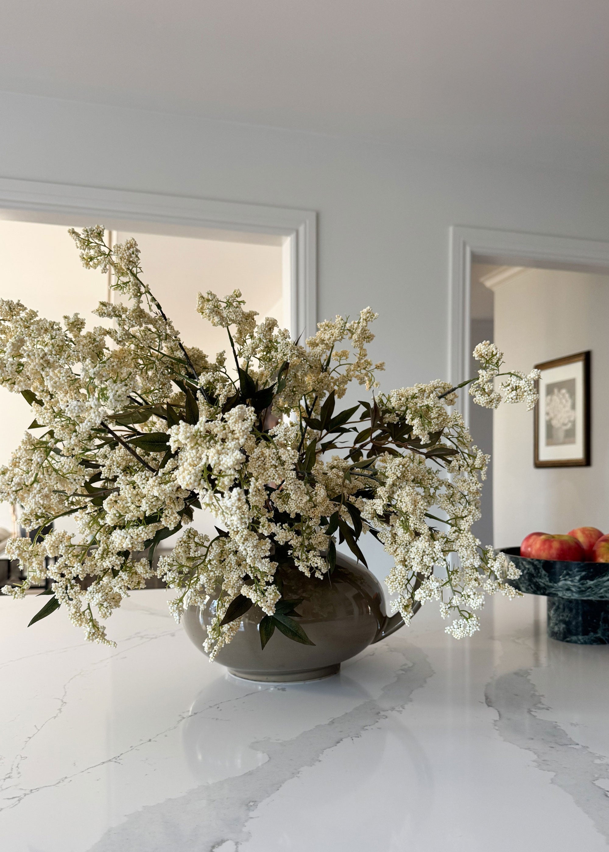 Cream Artificial Wild Plum Berry Branch - 43"