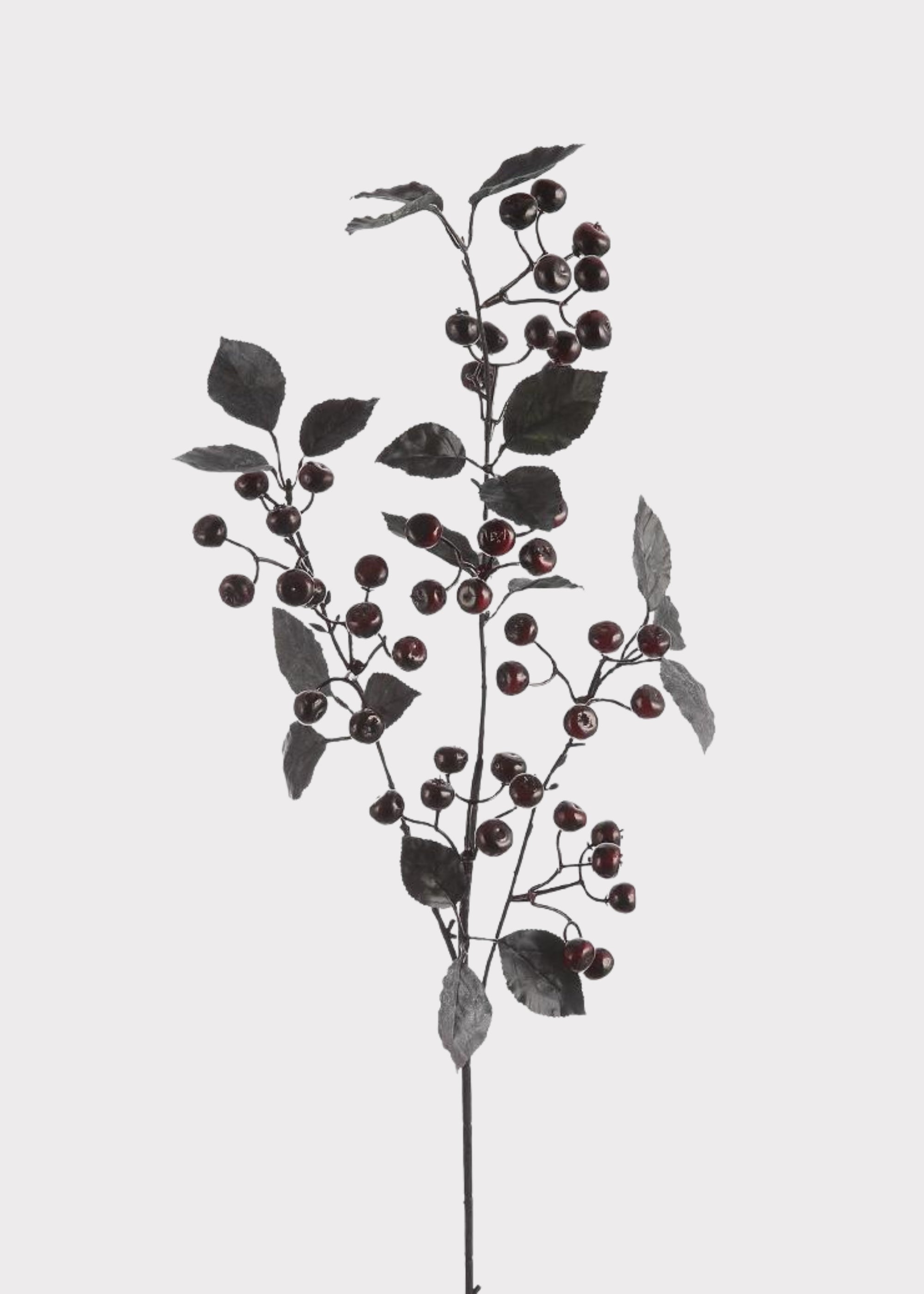 Dark Plum and Black Artificial Berry Branch - 35"