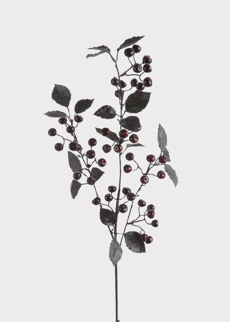 Dark Plum and Black Artificial Berry Branch - 35"