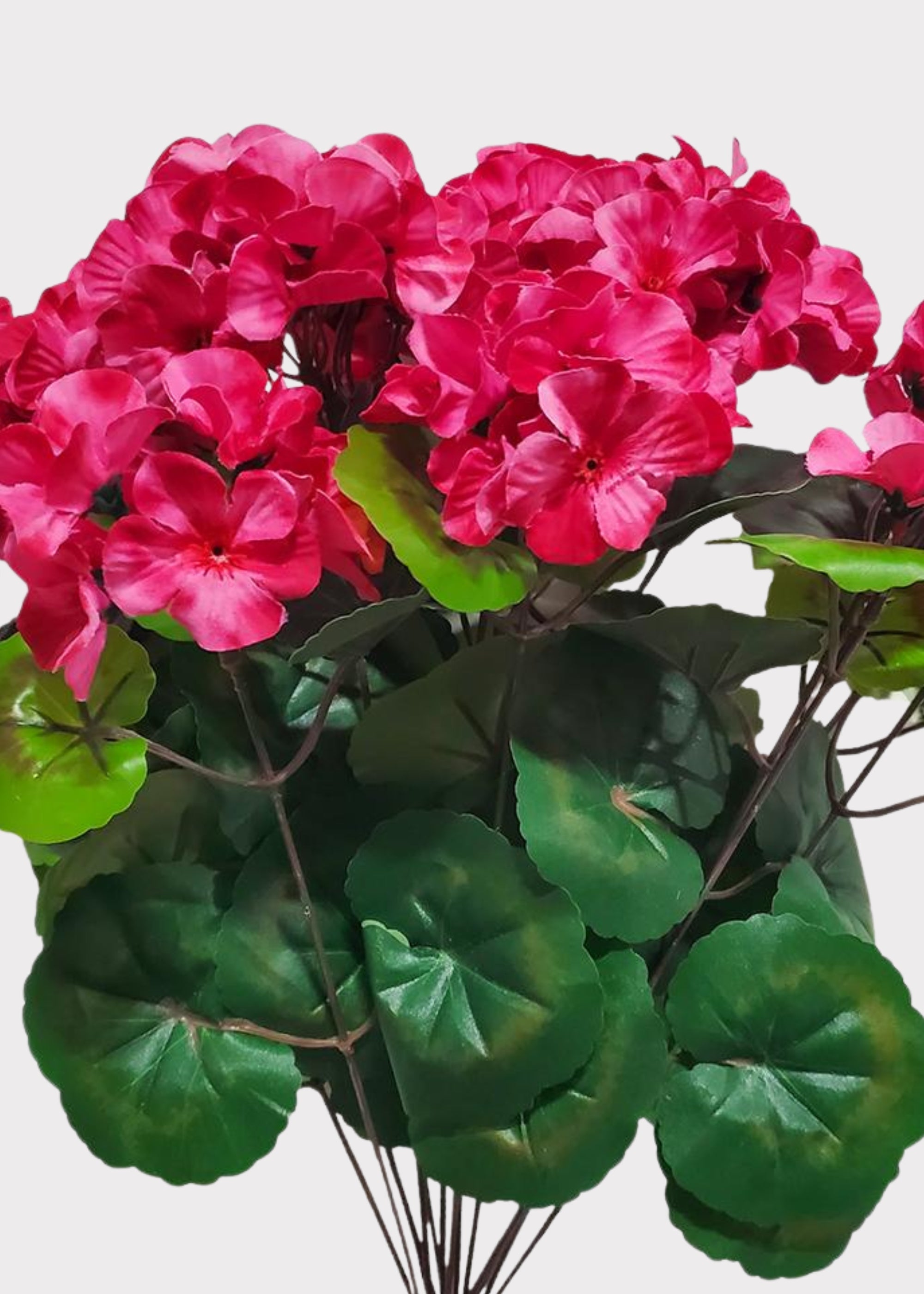 Pink Fuchsia Fake Geranium UV Treated Indoor/Outdoor Bush - 18.5"
