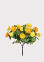 Yellow and Orange Artificial Mum Flower Bush - 14.5"