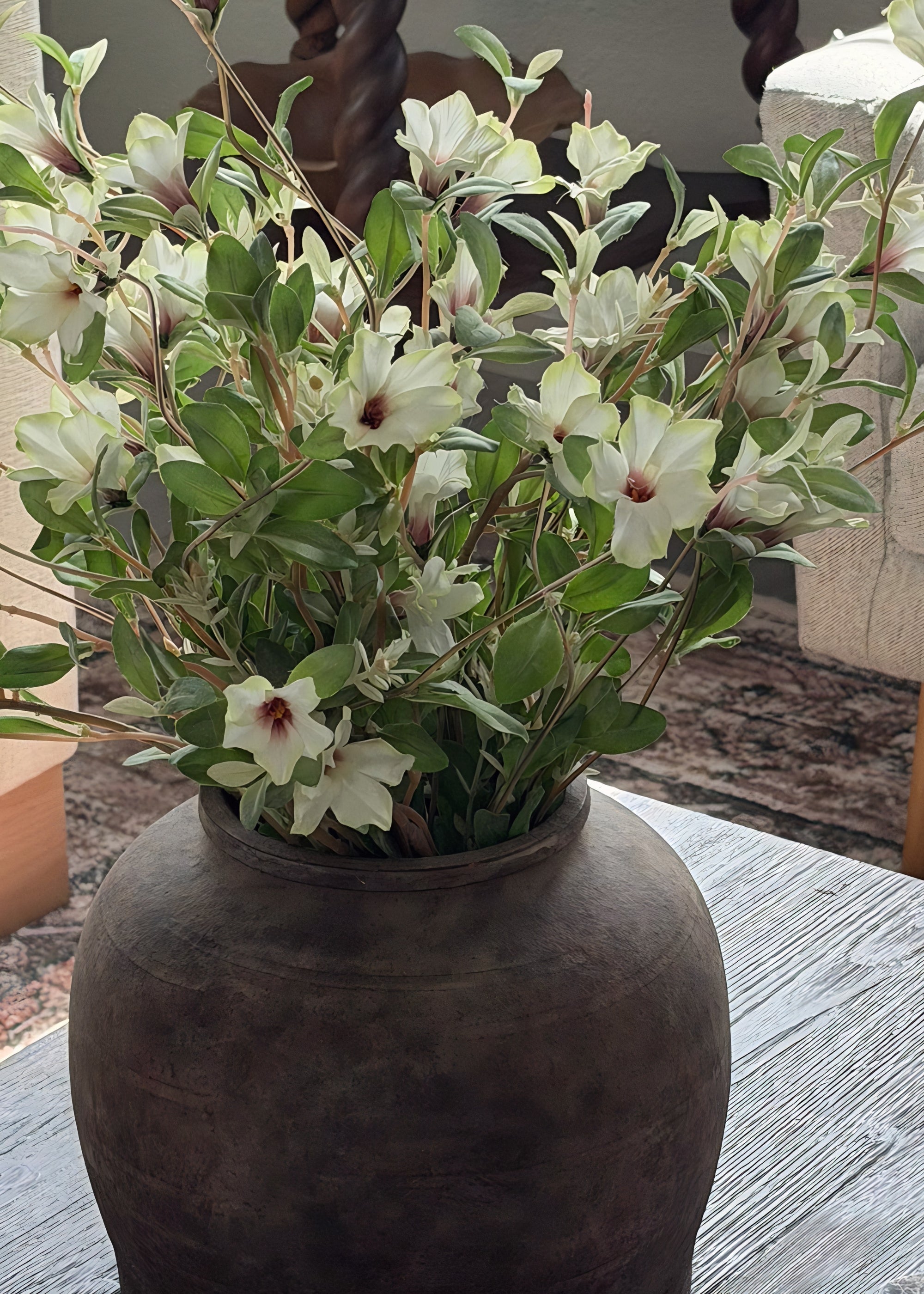 Fake Blooming Wild Petunia Flower Bush in Cream - 30"