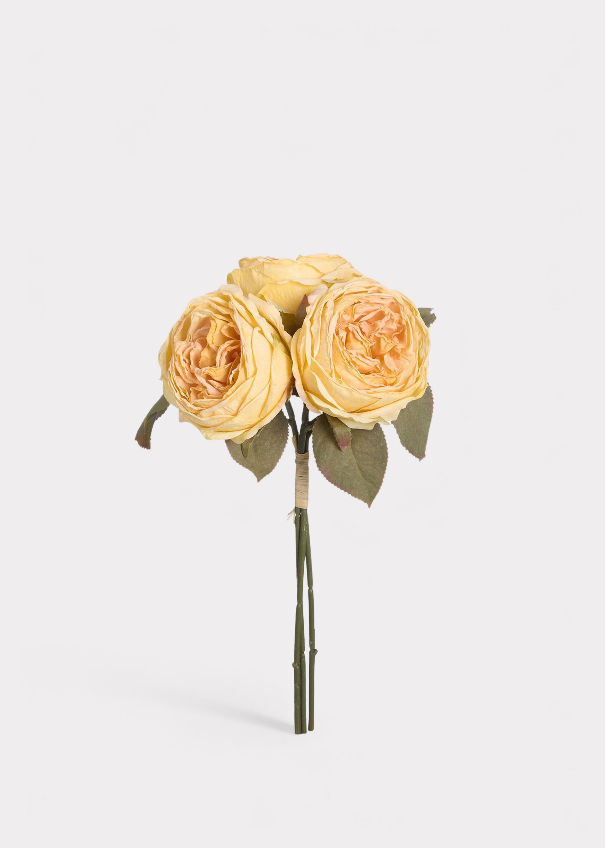 Soft Yellow Fake Rose Bundle of 3 - 12.5"