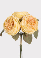 Soft Yellow Fake Rose Bundle of 3 - 12.5"