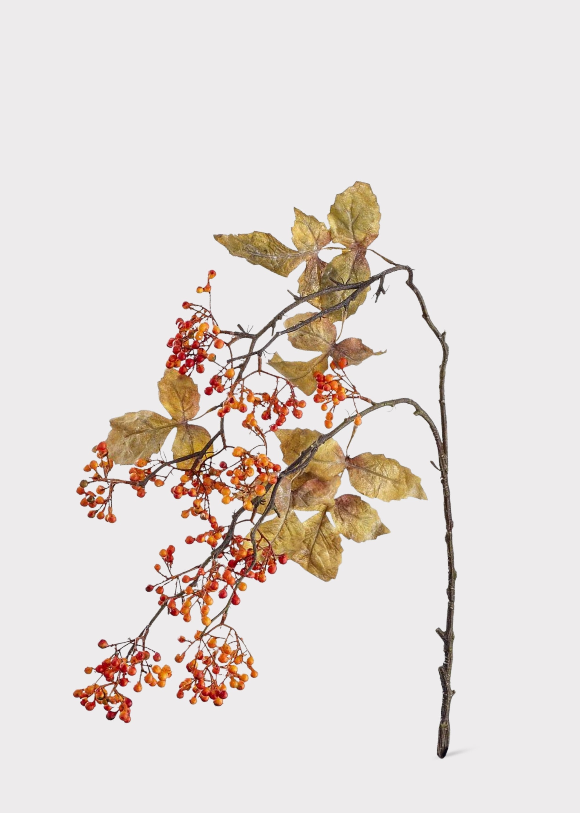 Fall Orange Fake Berry Hanging Branch - 31"