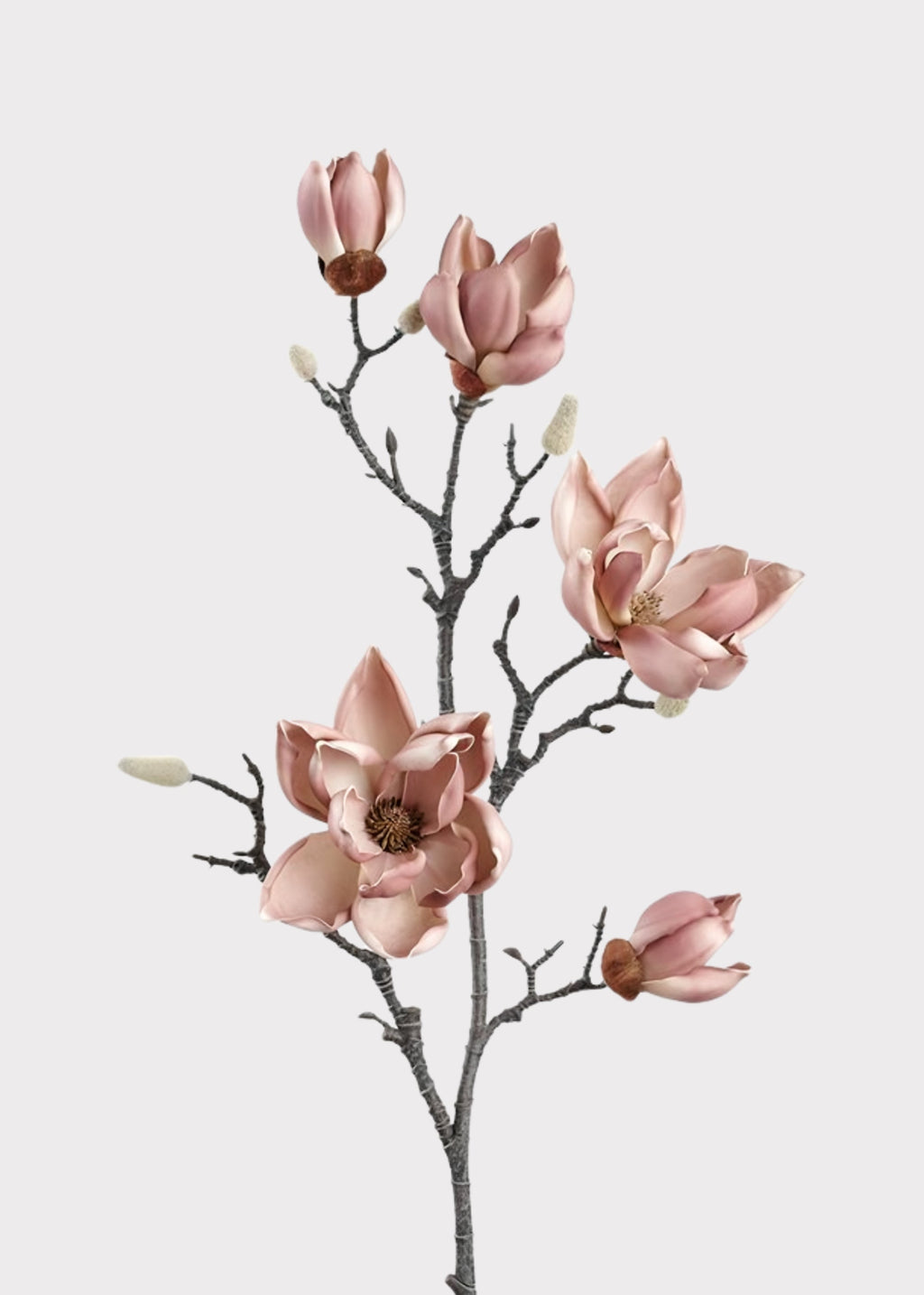Mauve Beige Artificial Magnolia Flower Branch - 39.5"