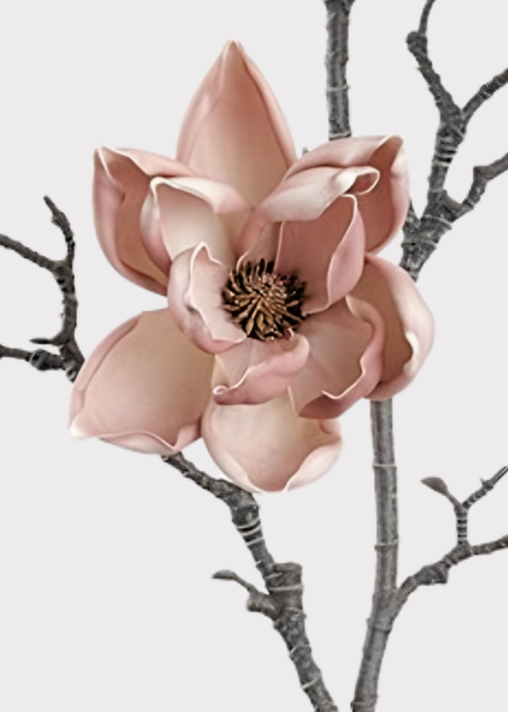 Mauve Beige Artificial Magnolia Flower Branch - 39.5"