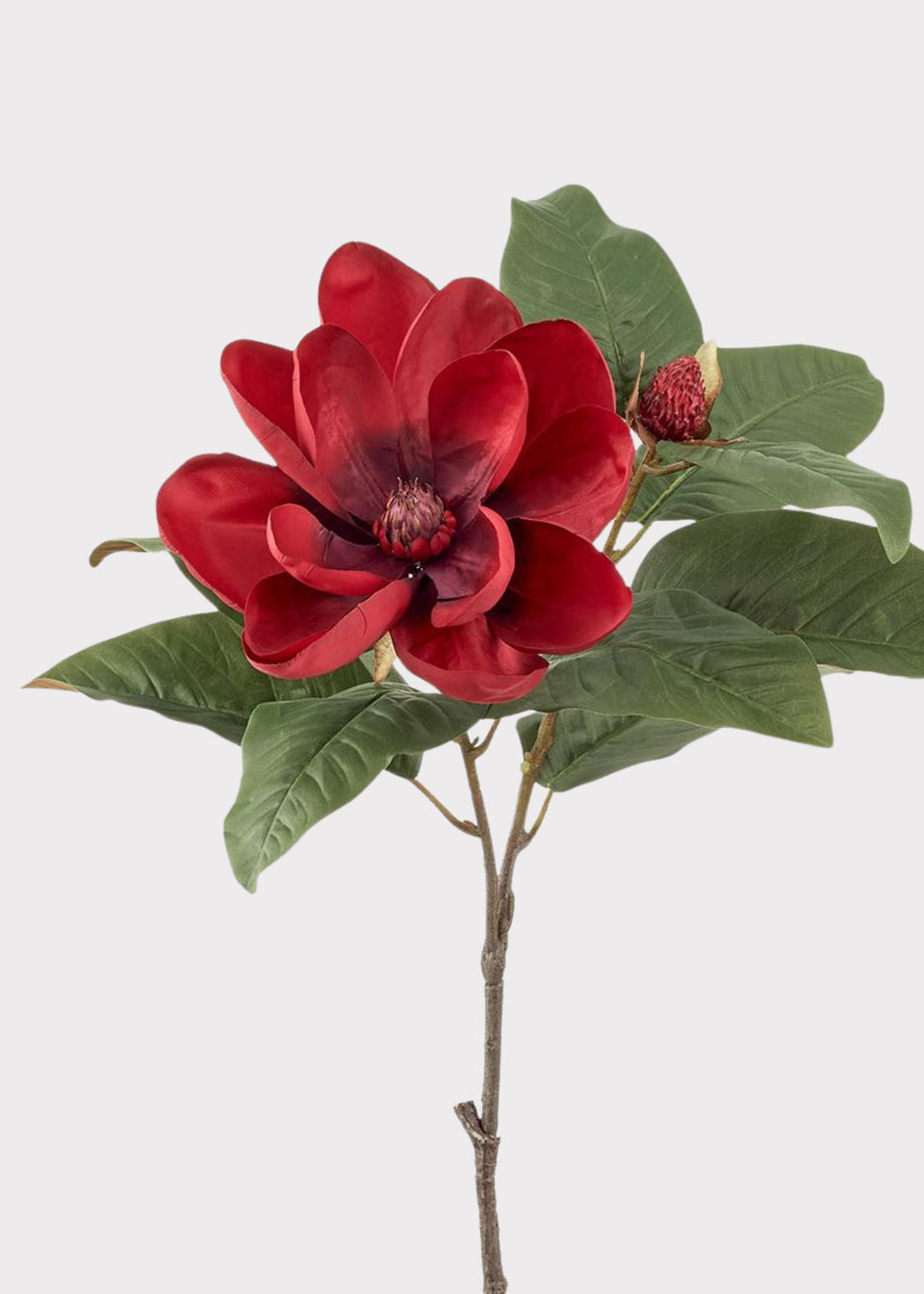 Red Burgundy Artificial Blooming Magnolia Flower - 28"