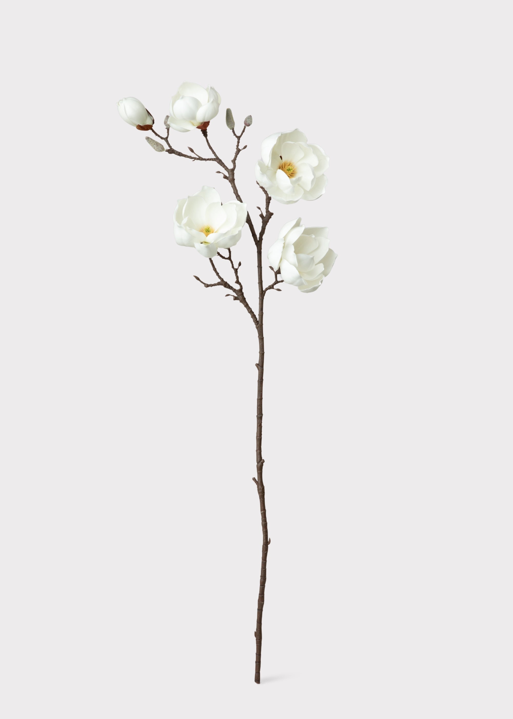 Artificial Magnolia Flower Branch in White - 39"