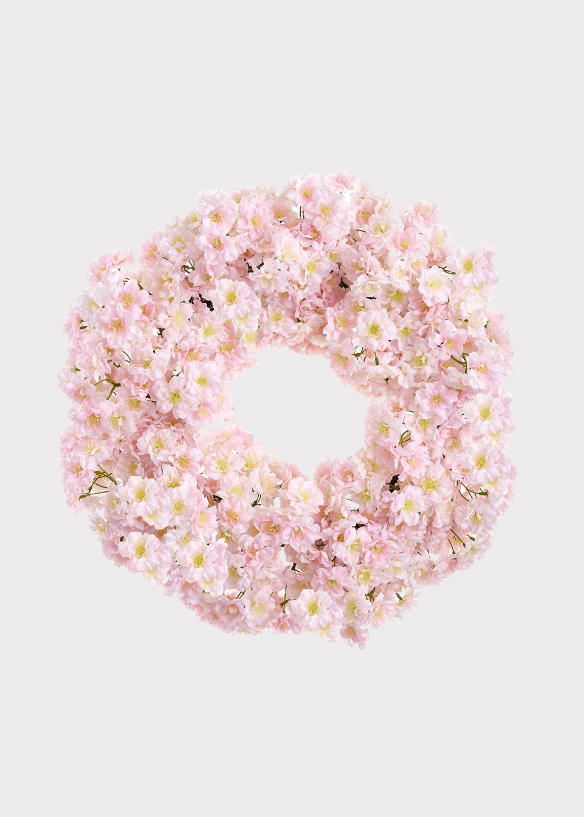 Blush Pink Fake Cherry Blossom Flower Wreath - 24"