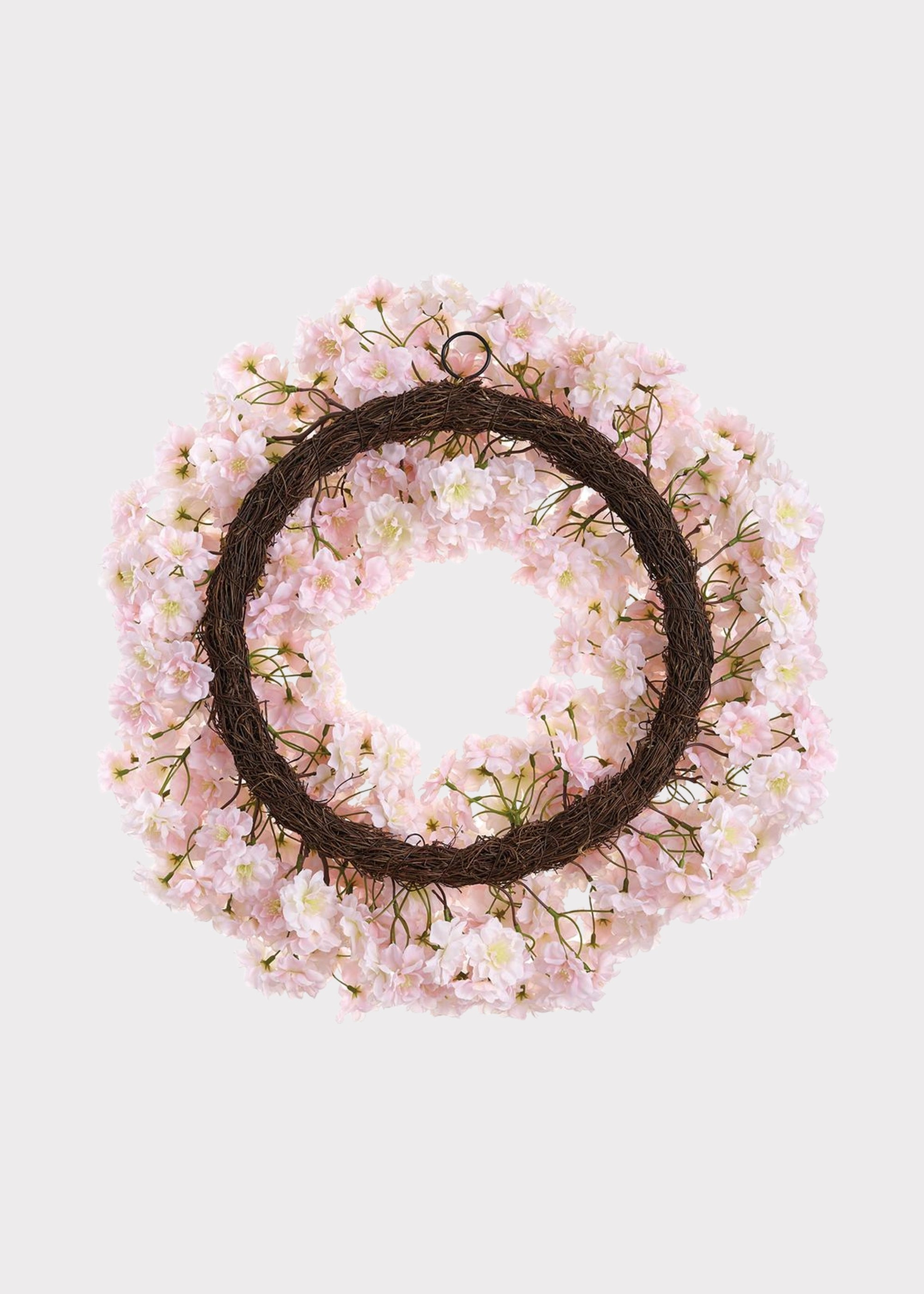 Blush Pink Fake Cherry Blossom Flower Wreath - 24"