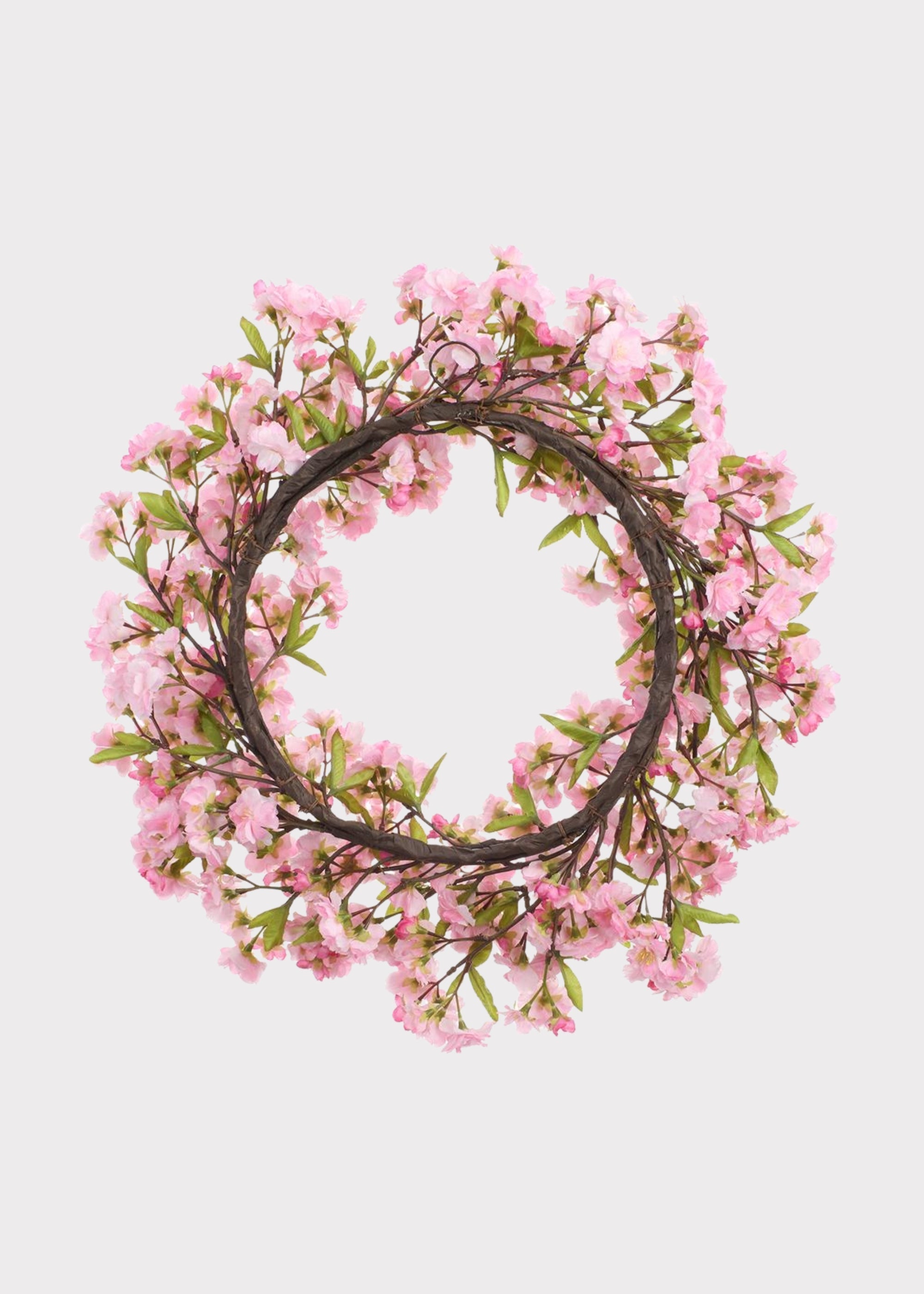 Artificial Cherry Blossom Wreath in Pink - 24"