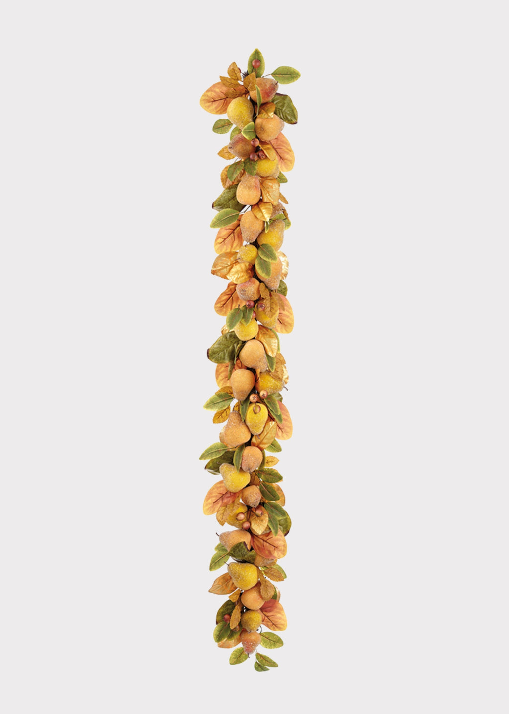 Yellow Beaded Fake Pear Fruit and Foliage Holiday Garland - 72"
