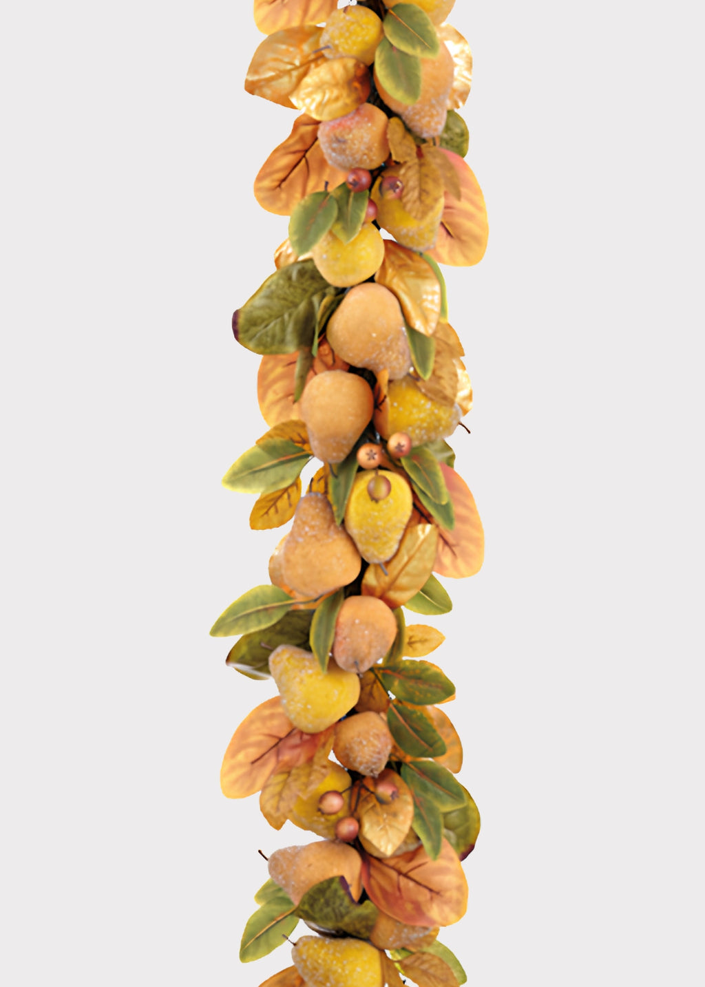 Yellow Beaded Fake Pear Fruit and Foliage Holiday Garland - 72"