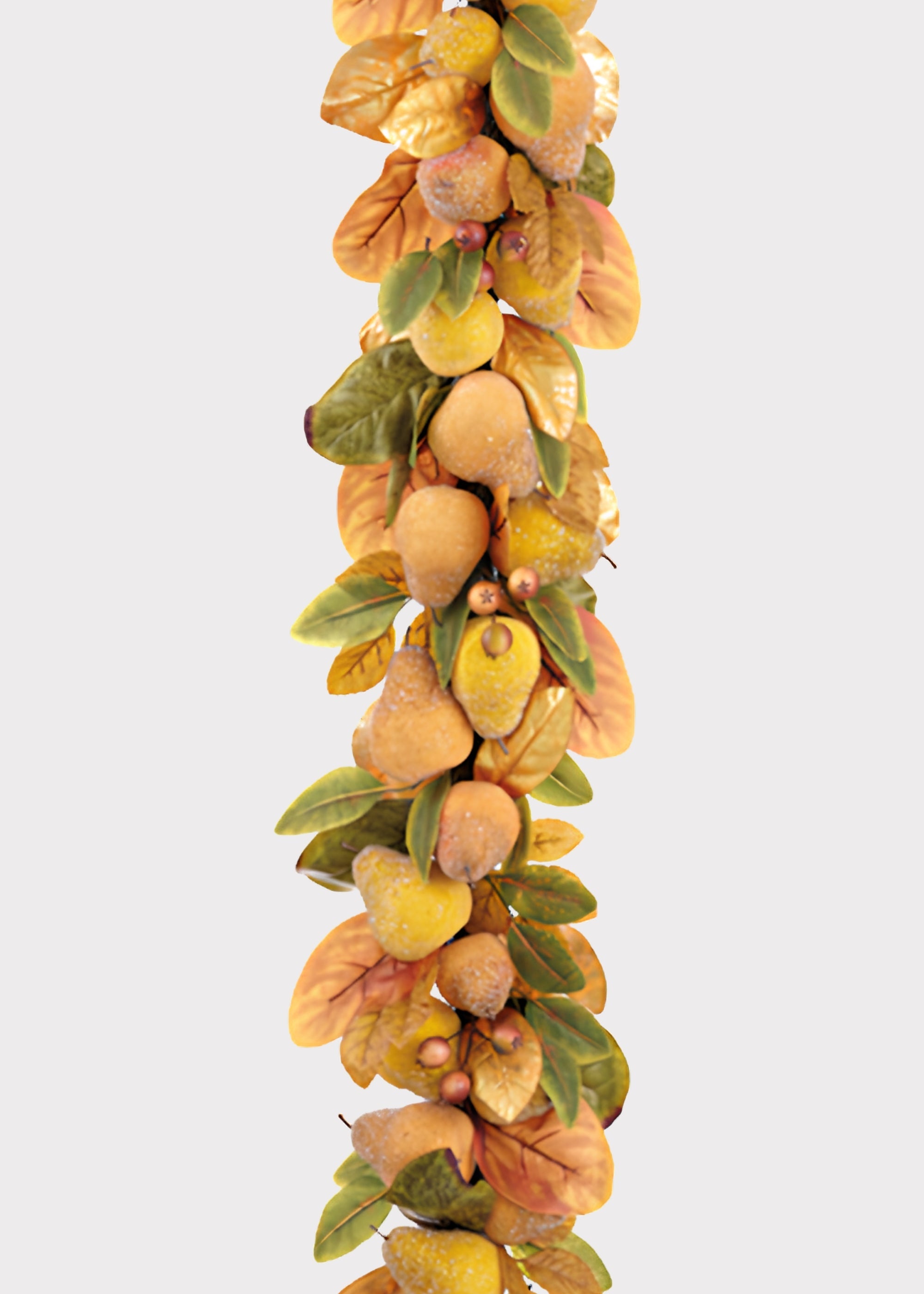 Yellow Beaded Fake Pear Fruit and Foliage Holiday Garland - 72"