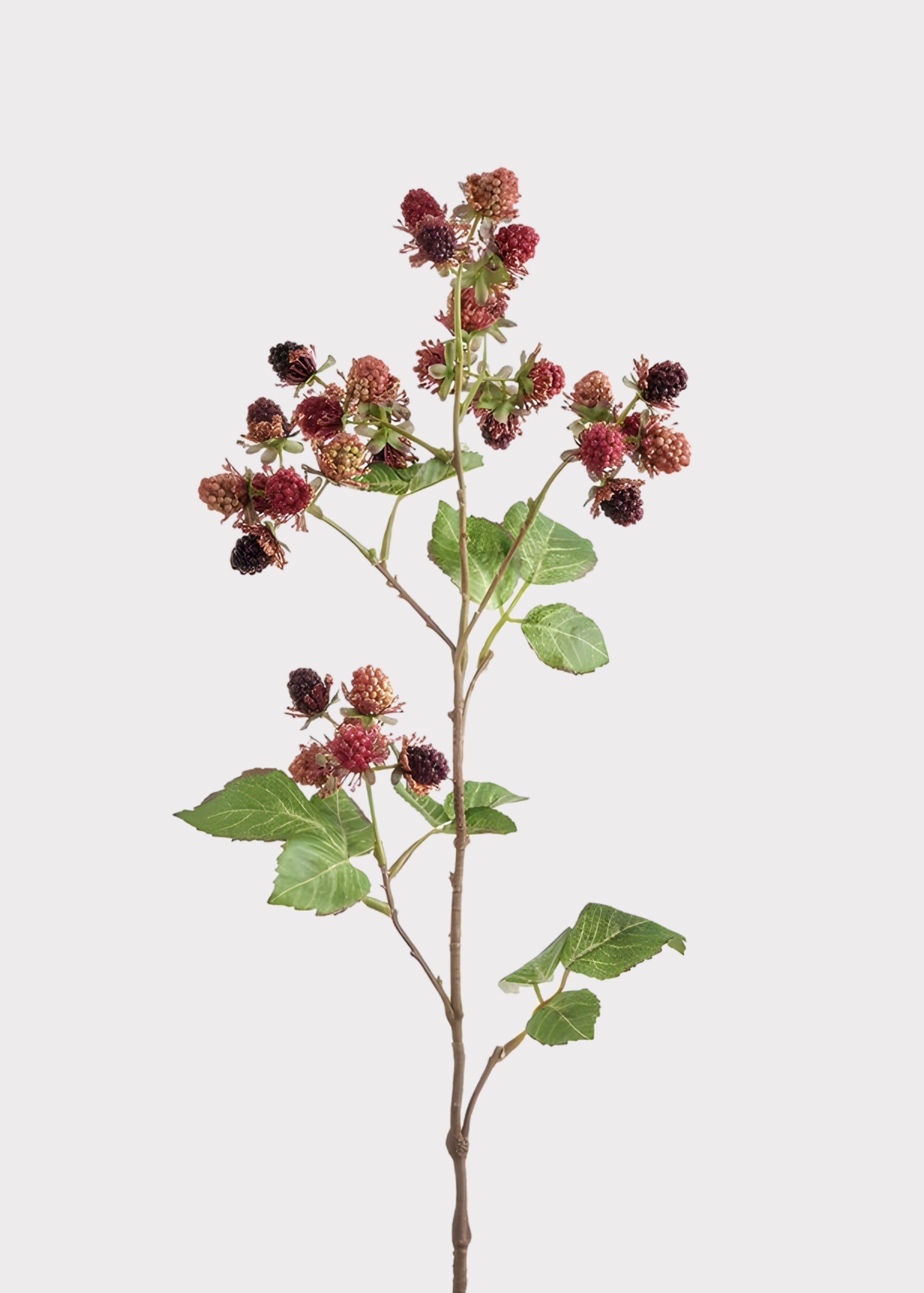 Mauve and Burgundy Fake Raspberry Fruit Branch - 30.5"