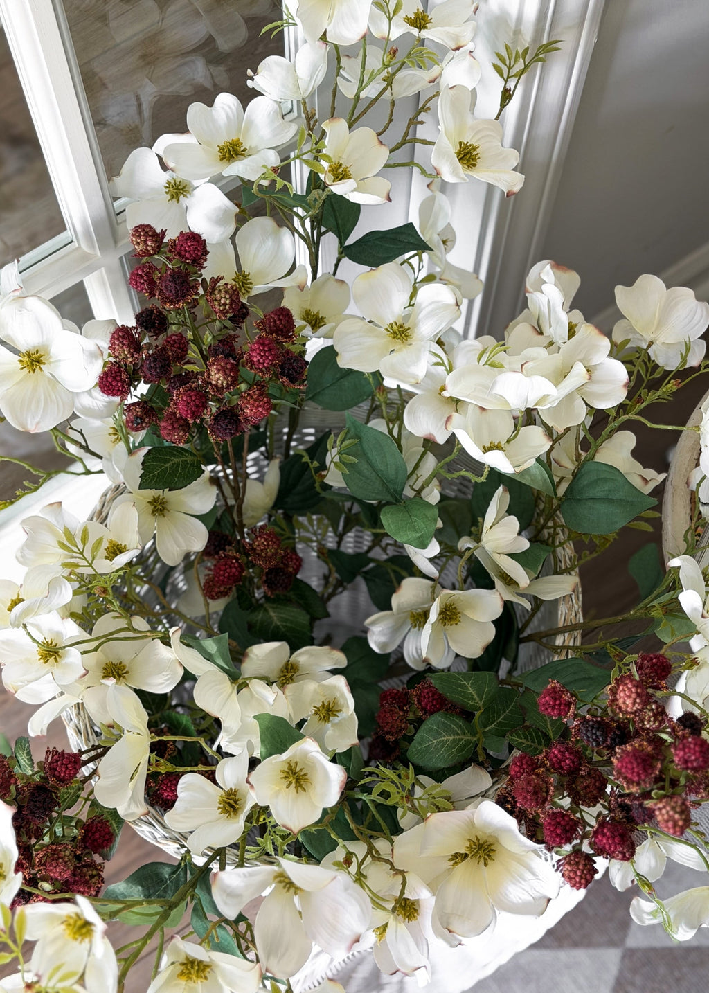 Mauve and Burgundy Fake Raspberry Fruit Branch - 30.5"